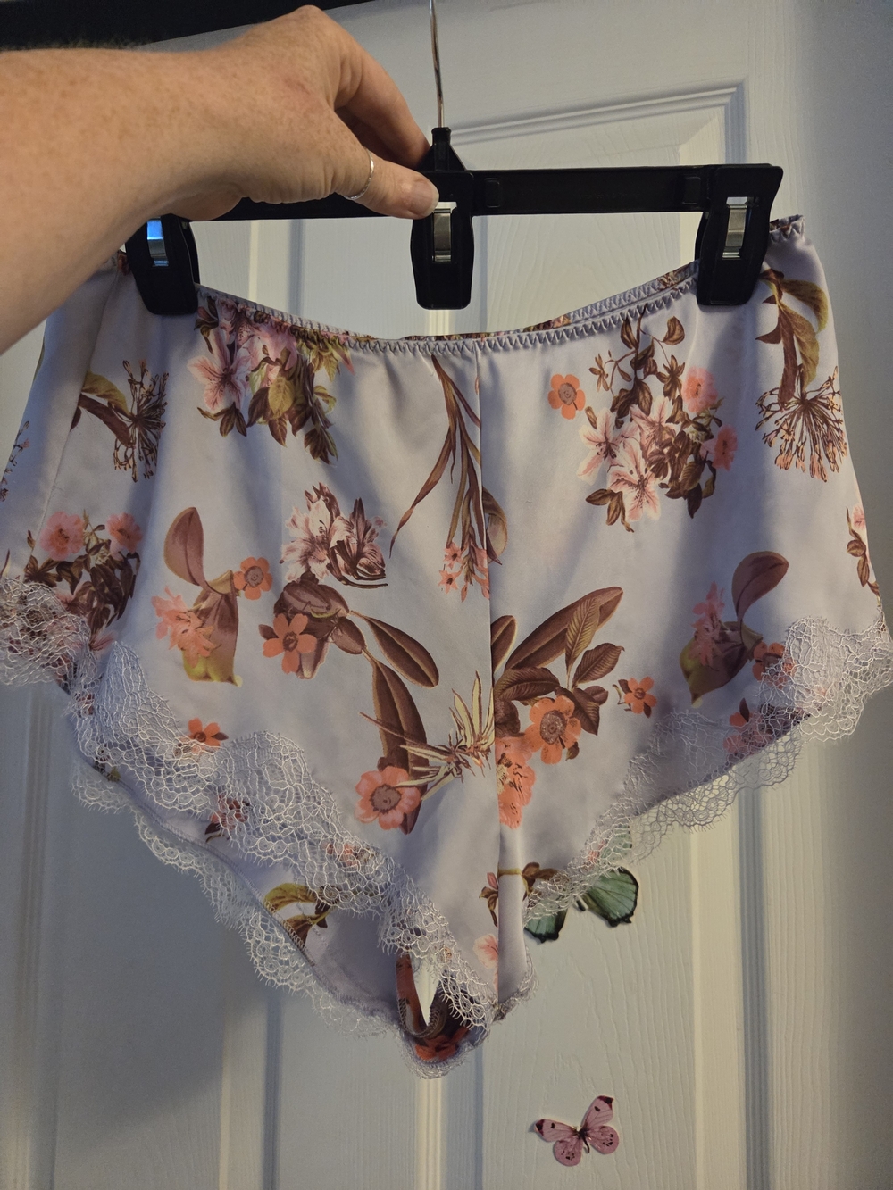 Floral Lace-Trim Sleep Shorts - Lavender Floral Victoria's Secret Medium M